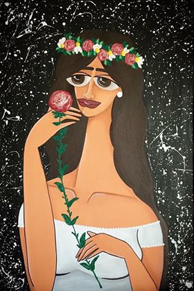 Title: #MeToo - Inspired by beautiful transgender friend PHOOL (flower) </br>    
Size: 36 x 24 inches</br>     
Medium: Acrylics on Canvas